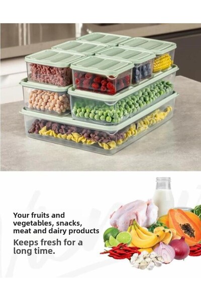 Stile Cucina 6-Piece Refrigerator Organizer Organizer Freezer Storage Container Suitable for Microwave