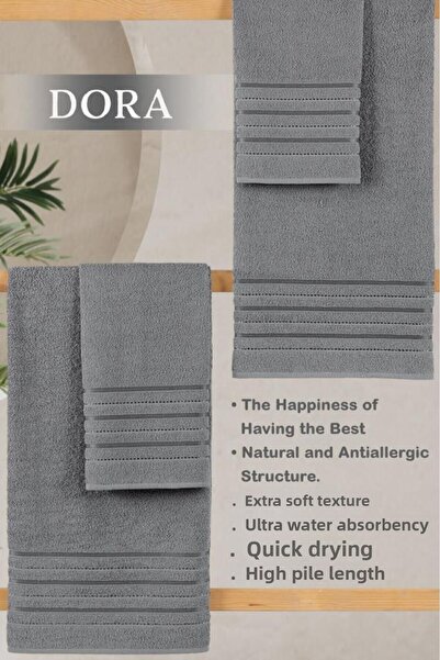 Acacia Set de prosoape de baie din 4 piese Dora Gri - 70X140cm x2 / 50x90cm x2