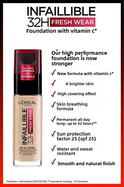 L'Oreal Paris L'Oréal Paris Infaillible 32H - Fond de ten Golden Vanilla cu vitamina C