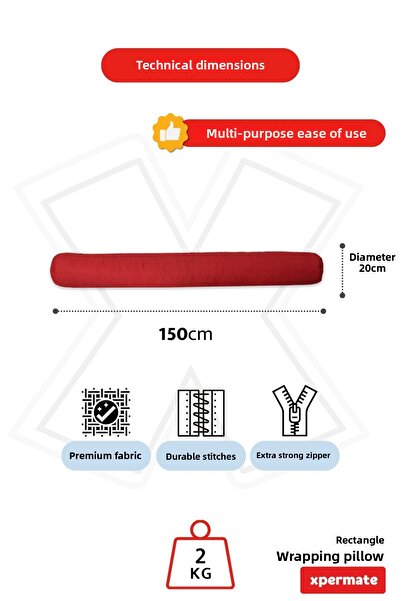 XPERMATE Red Hugging Pillow - Cylinder between Sleep and Leg 150X20 cm