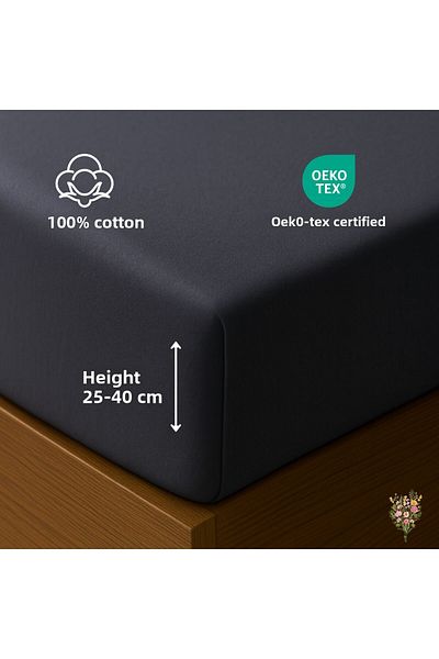 Strauss ملاءة سرير من القطن الممشط المرن مقاس 40 سم من Home Premium 100% قطن 150 جرام/م2 OEKO TEX