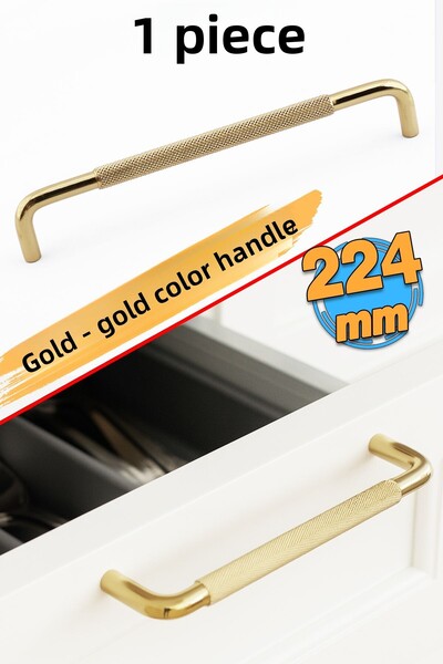 Badem10 224 mm 22,4 cm Mâner din metal auriu din aur zimțat pentru mobilier s...