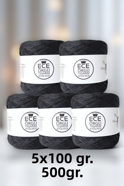 Ece Örgü Tasarım Atölyesi Μαύρο πολύκλωνο ιταλικό βαμβακερό νήμα πλεξίματος σ...