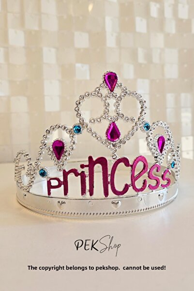 PEKSHOP Luxury Princess Crown with Stones Silver Princess Crown Size Adjustable