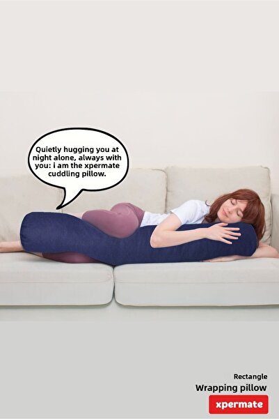 XPERMATE Pernă cilindrică bleumarin - pentru îmbrățișare, somn și picioare 150x20 cm