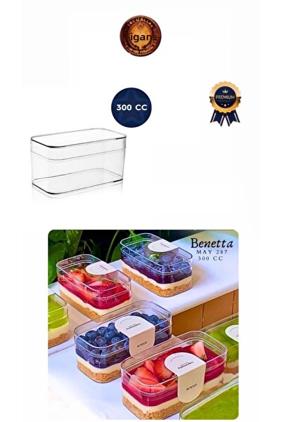 figanlar ambalaj 1St Quality 25Pcs 300Cc Crystal Plastic Rectangular Prism Dessert Bowl (with Lid)