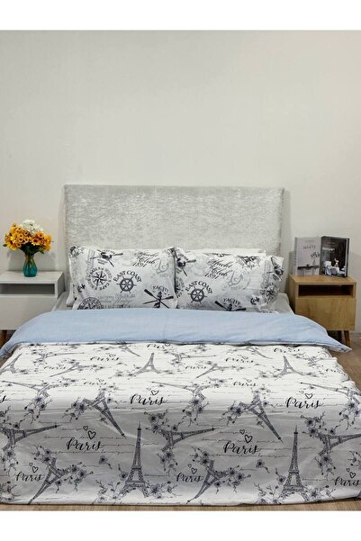 Faiend Cotton Double Duvet Cover Set with Fade-Resistant Anti-Fluffy Fitted Sheets