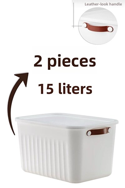 Bayev 2-Piece White 15 Lt Boxsis Set Multi-Purpose Box with Lid Closet Organizer Organizer - Hobby Box