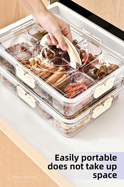 Trend Maison 9 قطع من وعاء تخزين الوجبات الخفيفة للإفطار، حاوية تخزين مانعة للتسرب، منظم ثلاجة شفاف باللون الأبيض