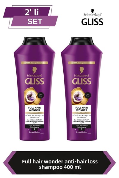 Gliss Full Hair Wonder Anti-Hair Loss Shampoo 400 Mlx2 Pieces