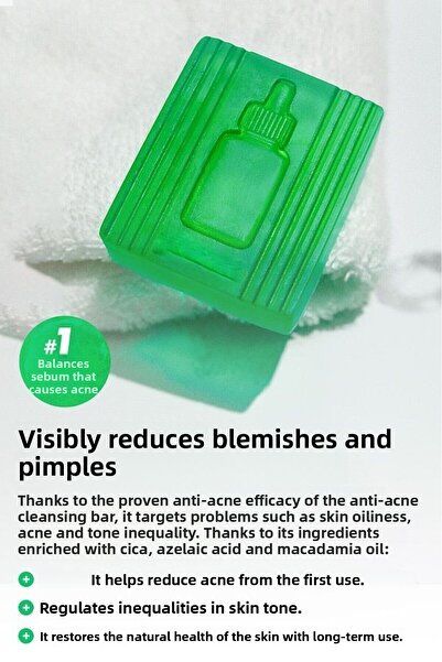 EQMQ STORE KOZMETİK صابون مضاد لحب الشباب 3x مصل حب الشباب، قالب فعال لإزالة ...