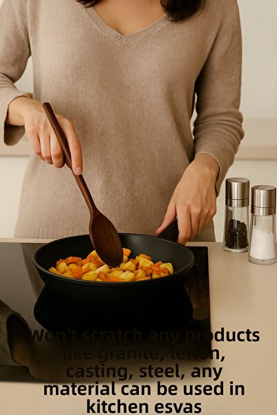 Ülgenev 3-Piece 100% Natural Walnut Wood Kitchen Set – Spatula, Spoon, Colander