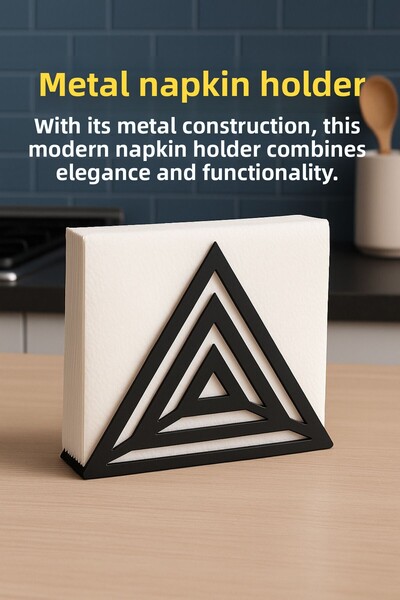 LUNOART Modern Metal Napkin Holder |   Triangle Patterned Desktop Napkin Holder |   Stylish Tableware Accessory