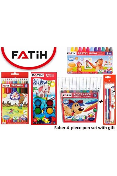 Fatih Student 4-Piece Painting Set (with pencil set as a gift)