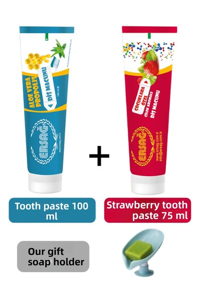 Ersağ Strawberry Toothpaste 75 ml and Toothpaste 100 ml - Our Soap Holder Gif...