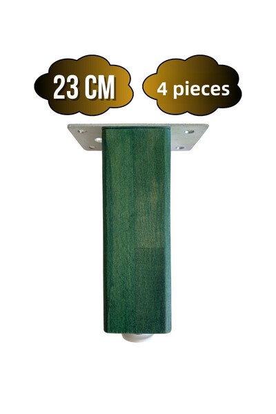 GOLDENWOODEN Picioare din lemn reglabile pentru mobilier, picioare pentru masă și dulap (VERDE) (LEUȘĂ/LEUȘĂ DE GURGEN) (23CM) (4 BUC.)
