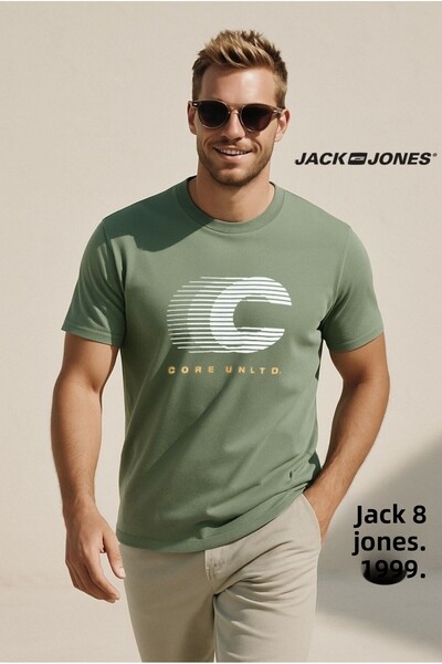 Jack & Jones J&J Men's Logo Printed T-Shirt Green