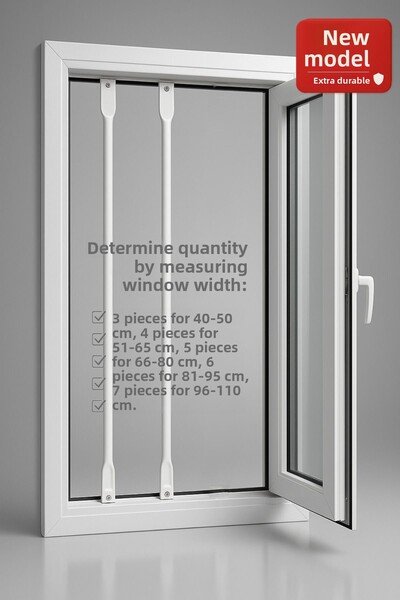 Life 360 Telescopic Window Safety Barrier | 2 Pieces (Rod) | Window Guardrail | Child Safety | 80–130cm