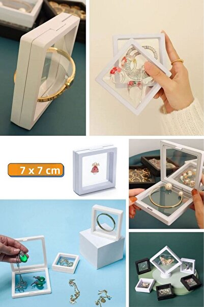 sonx 7X7Cm with Stand 3D Jewelry Adornment Keepsake Storage Box Transparent Film Framev