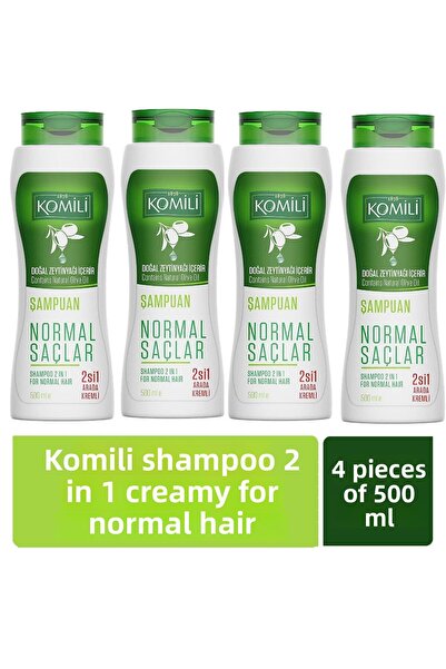 Komili 2 in 1 Creamy Vegan Basic Care Shampoo for Normal Hair 500 ml X 4 Pieces
