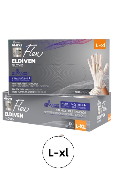 Reflex قفازات بيضاء مرنة خالية من البودرة مقاس L-XL