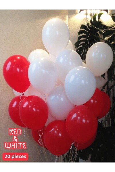 Bunloon مجموعة بالونات حمراء وبيضاء - 20 بالونًا للحفلات والديكور