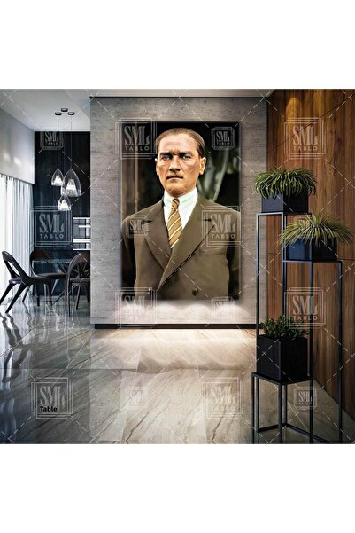 SML TABLO Pictură verticală pe pânză a Mustafa Kemal Atatürk cu aspect dur