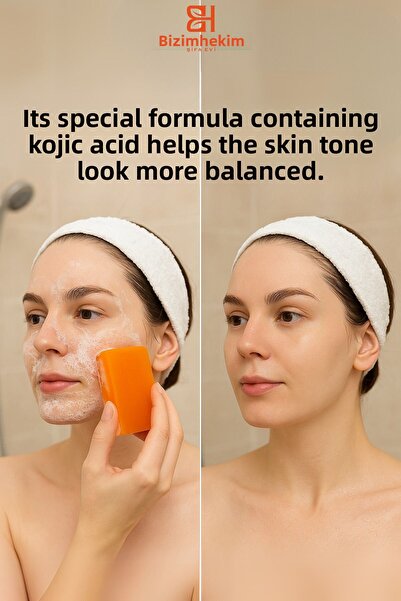 BİZİMHEKİM Kocik Acid Soap, Anti-Blemish Kocik Acid Soap with Turmeric and Kocik Acid Effect 140 g
