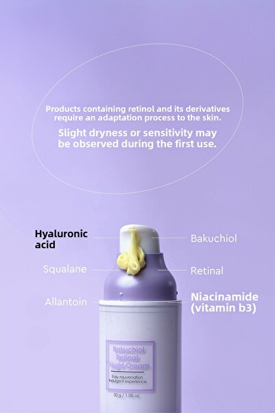 Bibimcos Bakuchiol Retinal Night Cream 30Gr - Renewing & Anti-Wrinkle Night Cream