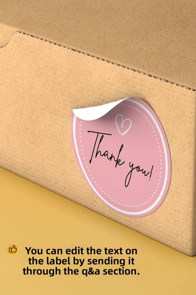 alışveriş kurdu Thank You Written Sticker Packaging Shipping Packaging Label - 4X4Cm 70 Pieces