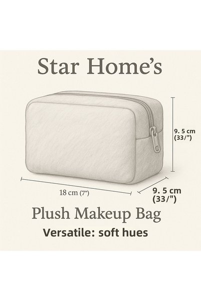 YILDIZ DİJİTAL HOME Plush Makeup Bag 18 cm – Zippered Organizer Pencil Case Wallet Handmade |   Star Home's