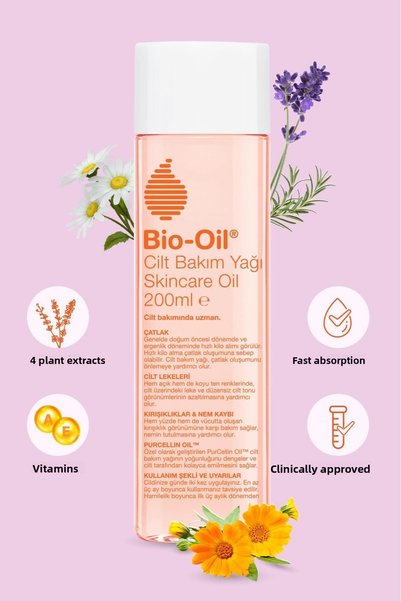 Bio-Oil Anti-Crack and Anti-Blemish Moisturizing Skin Care Oil 200 ml Set of 3 Vitamin E