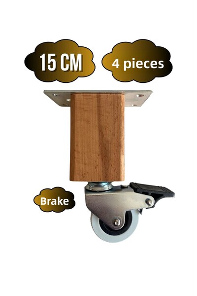 GOLDENWOODEN Picioare cu roți din lemn Kale pentru mobilier – picioare cu roț...