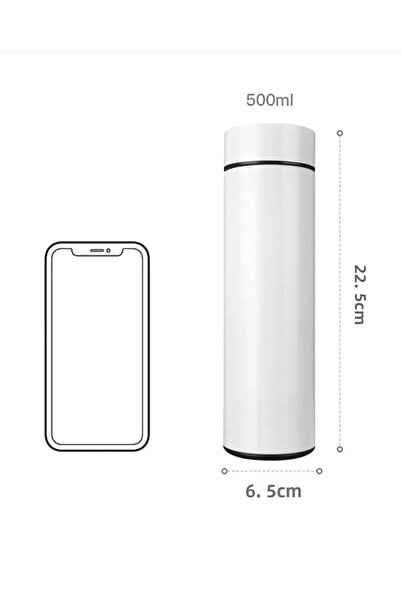 Copyder White Graduated Steel Digital Led Temperature Display Smart Thermos Flask Name Printed 500ml