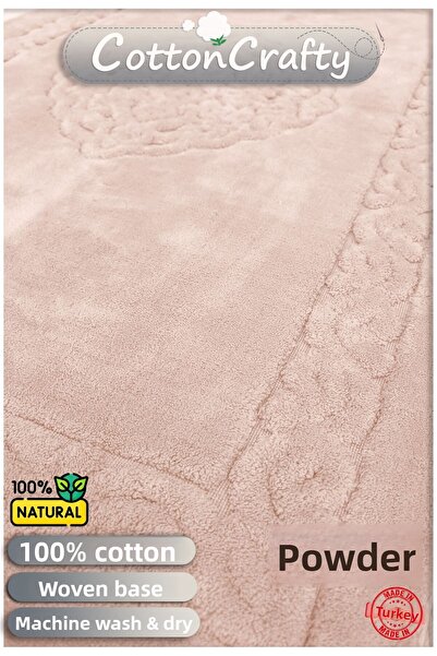 Cotton Crafty Σετ πατάκι μπάνιου από βαμβακερό υφαντό απορροφητικό νερό, χαλί μπάνιου, σετ τουαλέτας Victoria 2 τεμαχίων 60x100 - 60x50