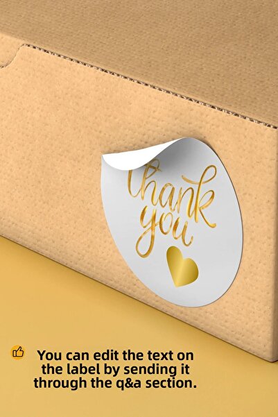 alışveriş kurdu Thank You Written Sticker Packaging Shipping Packaging Label - 4X4Cm 70 Pieces