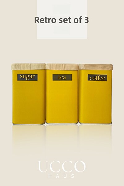 UCCO مجموعة من 3 حاويات تخزين معدنية كلاسيكية - برطمانات لحفظ الشاي والقهوة و...