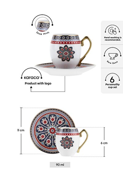 Karaca Willow 6 Personality Coffee Cup 90 ml