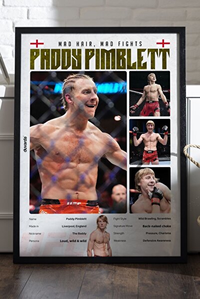 Duvarda Αφίσα Paddy Pimblett UFC με μαύρο ξύλινο πλαίσιο, διακοσμητική ζωγραφ...