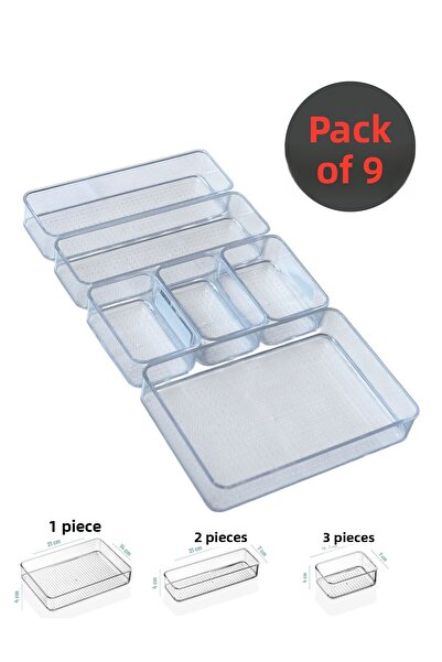 Dem Home 6 Pieces Drawer Organizer Bathroom Makeup Organizer Jewelry Box Modular Napkin Holder Pen Holder