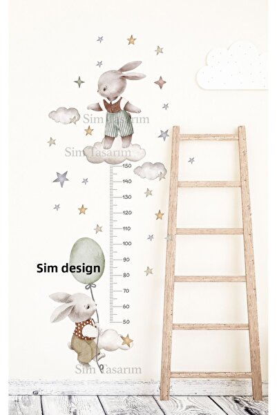 Sim Tasarım - Height Measure - Happy Rabbits in Wonderland Wall Sticker Set
