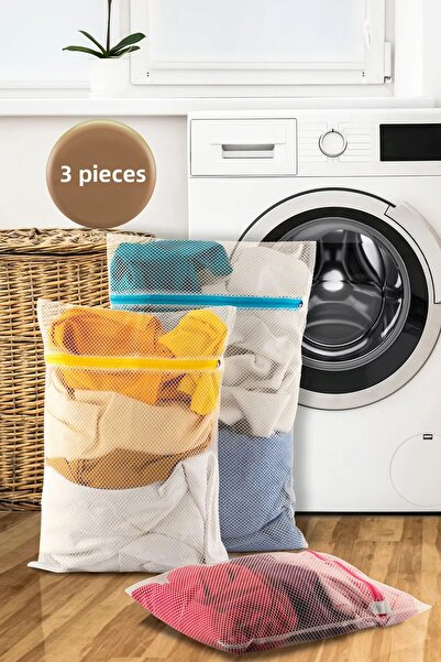 İNKOHA 3 Laundry Nets with Colorful Zippers
