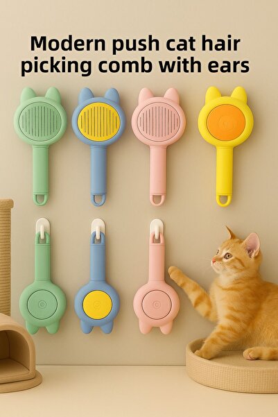 ego home New Model Pet Brush with Automatic Cleaning Button Cat Dog Hair Collector Comb