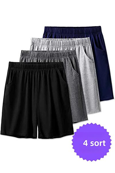 JustBS شورت صيفي قصير الساق للجنسين مكون من 4 قطع