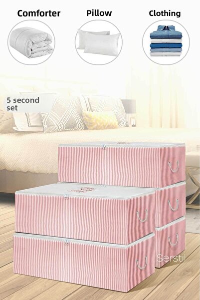 Serstil 5 bucăți - Depozit de depozitare Mega Size Underlay Pink Stripes 74 x...