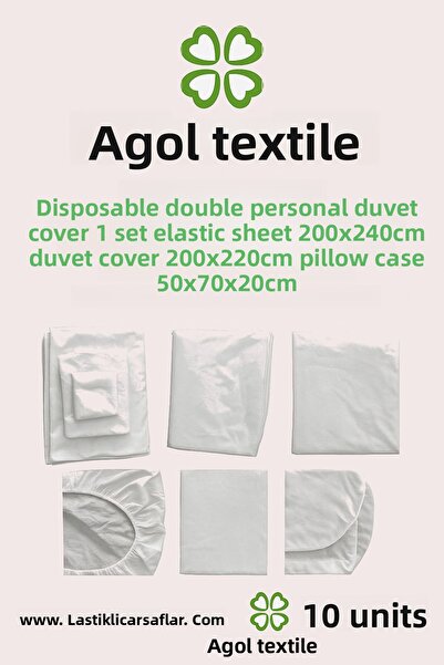 ağol tekstil طقم غطاء لحاف مزدوج للاستعمال مرة واحدة مكون من 10 قطع