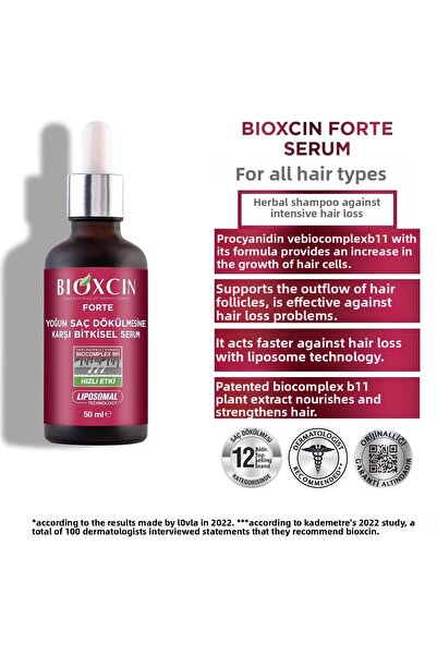 Bioxcin Intensive Anti-Shedding Herbal Forte Serum 3 X 50ml 5Pcs + 100ml Facial Cleanser Gift