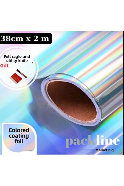 Packline Rainbow Hologram Film Ragle and Maket Knife with Gift 38cm X 2 Meters 180 Micron