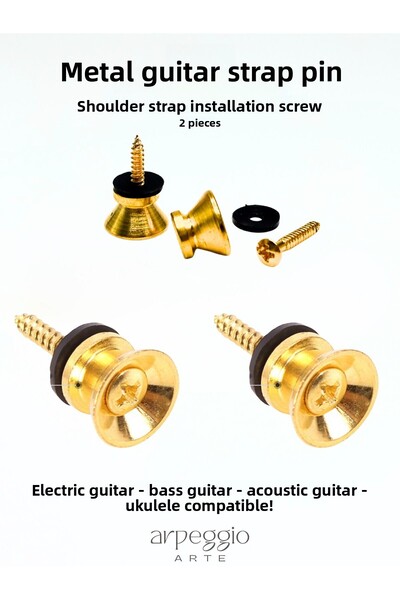 arpeggio ARTE Știft pentru curea de chitară din metal – Culoare aurie – Set d...