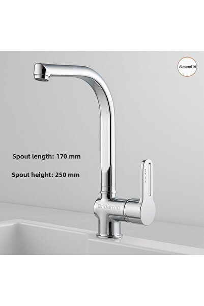 Badem10 Premium Hot Cold Adjustable Single Lever on Off Chrome Sink Kitchen Faucet Modern Wall Mounted Fixture